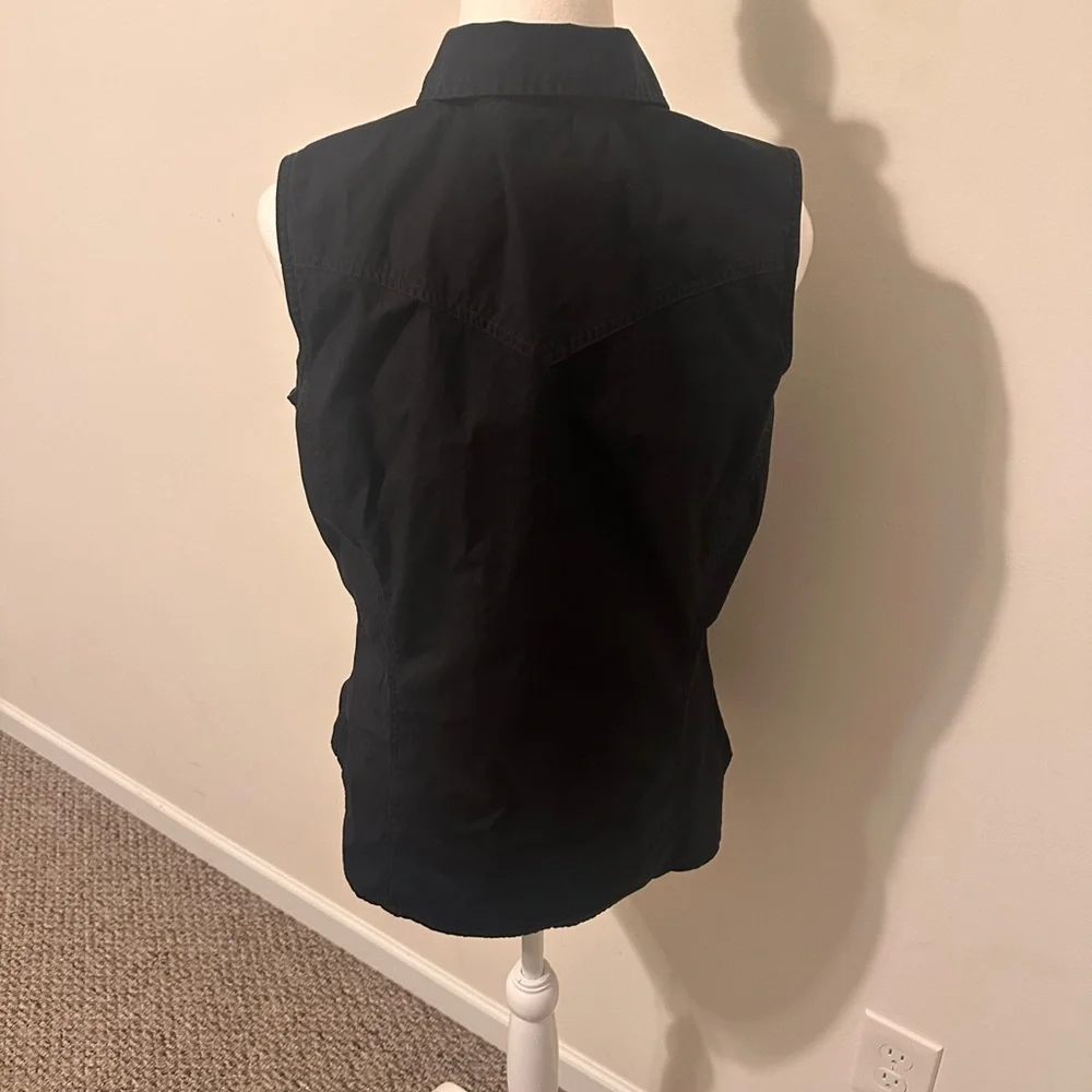 Carhartt Black Sleeveless Button-Down Vest Shirt with White Pearl Buttons Size L - Picture 4 of 7